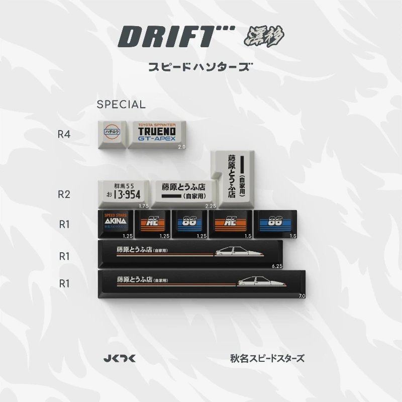 JKDK Studio DRIFT Keycaps  Custom PBT Cherry Profile Keycap Cute Point Key Cap for Gaming  Wooting ATK68 Mechanical Keyboard
