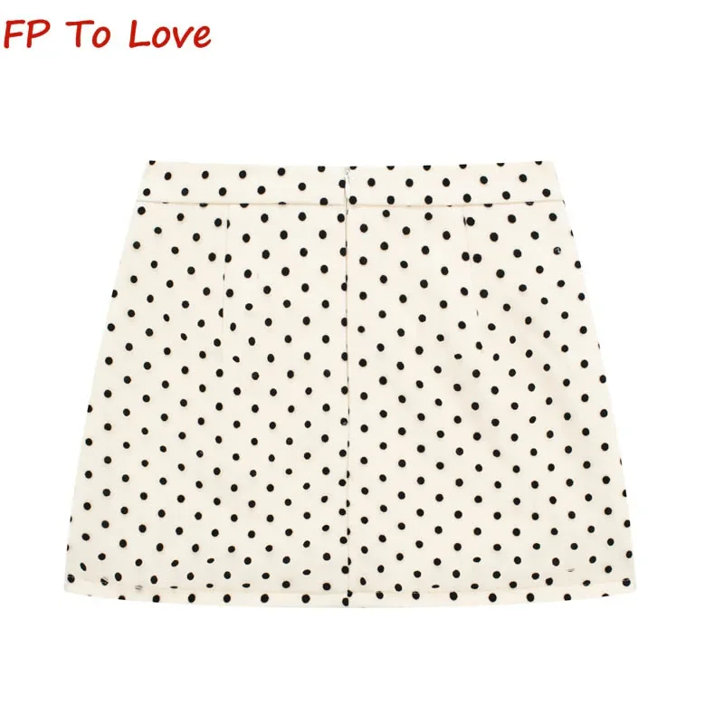 Spice Girls Retro Girly Flocking Polka Dot High Waist Anti-Walking Half-body Skirt 2024 Summer Package Hip Mesh Short Skirt