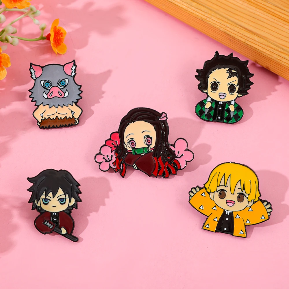5 Pcs ​​Battle Shonen Cartoon Personality Brooch Fashion Enamel Pin Backpack Clothing Jewelry Metal Badge Accessories Gift view 6