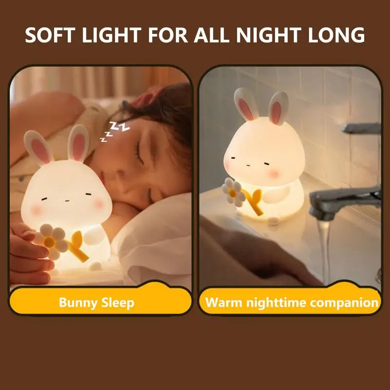 กระต่าย Night Light กระต่ายโคมไฟ Tap Control หรี่แสงได้ชาร์จเนอสเซอรี่ Nightlight ตกแต่งห้องสําหรับเด็กผู้หญิงเด็กวัยหัดเดินวัยรุ่น