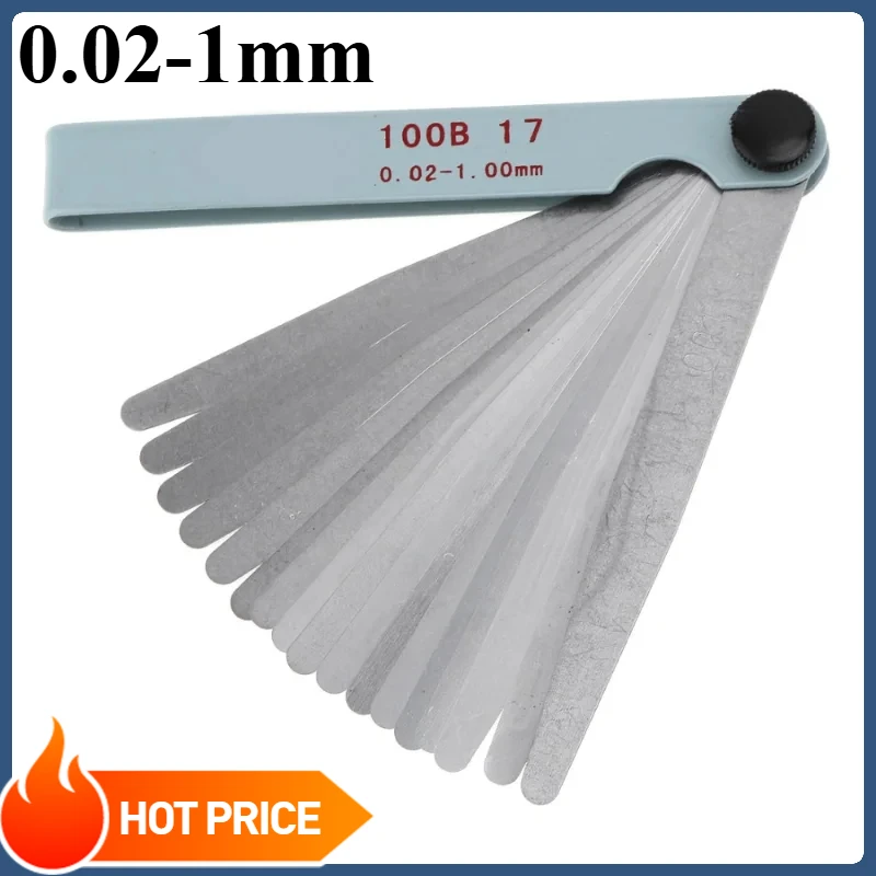 Profissional 17 lâminas medidor de folga métrica lacuna enchimento medidor 0.02 a 1mm ferramenta de medição para ajuste da válvula do motor