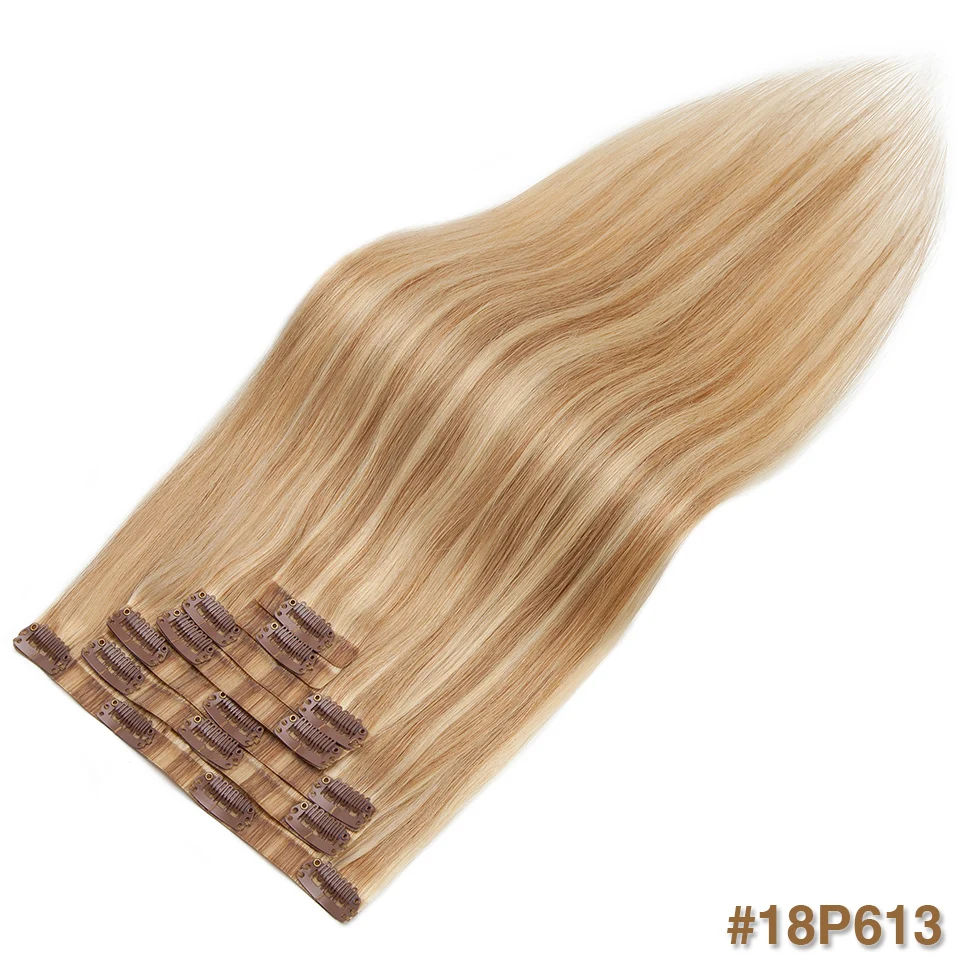 S-noilite 115g دبابيس داخل وصلات الشعر المستعار الإنسان 7 قطعة مشبك شعر Hairpiece الشريط في شعر مستعار بشري كامل رئيس شعر طبيعي