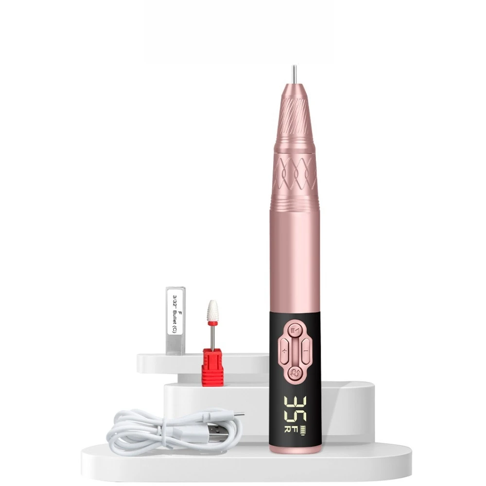 USB Rechargeable Pen‑Shape Nail Drill Machine 35000RPM Portable Electric Polishing Grinding Nail Remover Tool