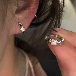Fashion Retro Zircon Crystal Pentagram Ear Buckle Earring Trend Simple Star Hoop Earrings For Women Girls Aesthetic Jewelry Gift