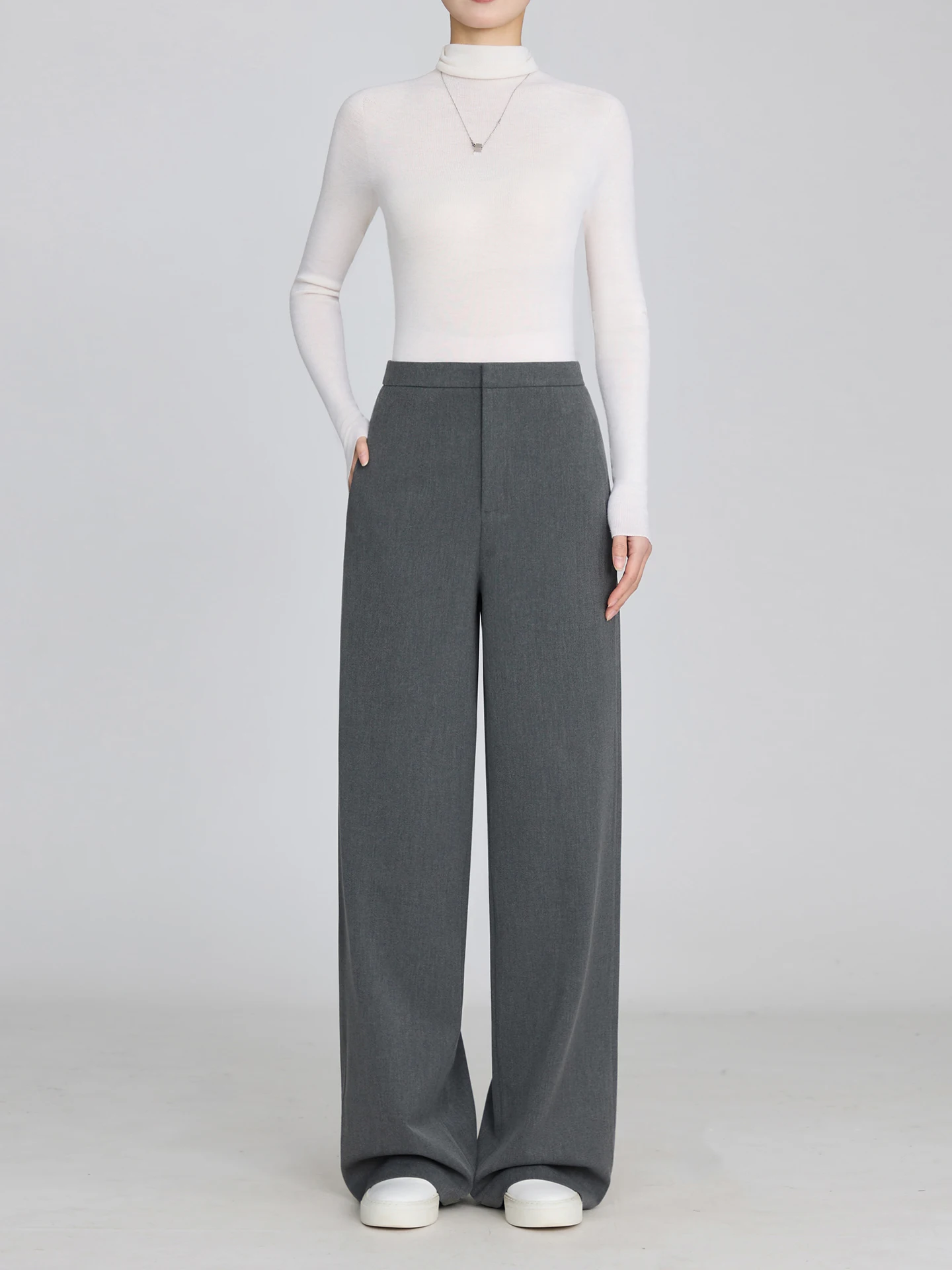 

ay Silk Wool Wide Leg Pants Women's High Waist Tuxedo Drapey Casual Straight Leg Spring Faion Ladies Premium Clothing