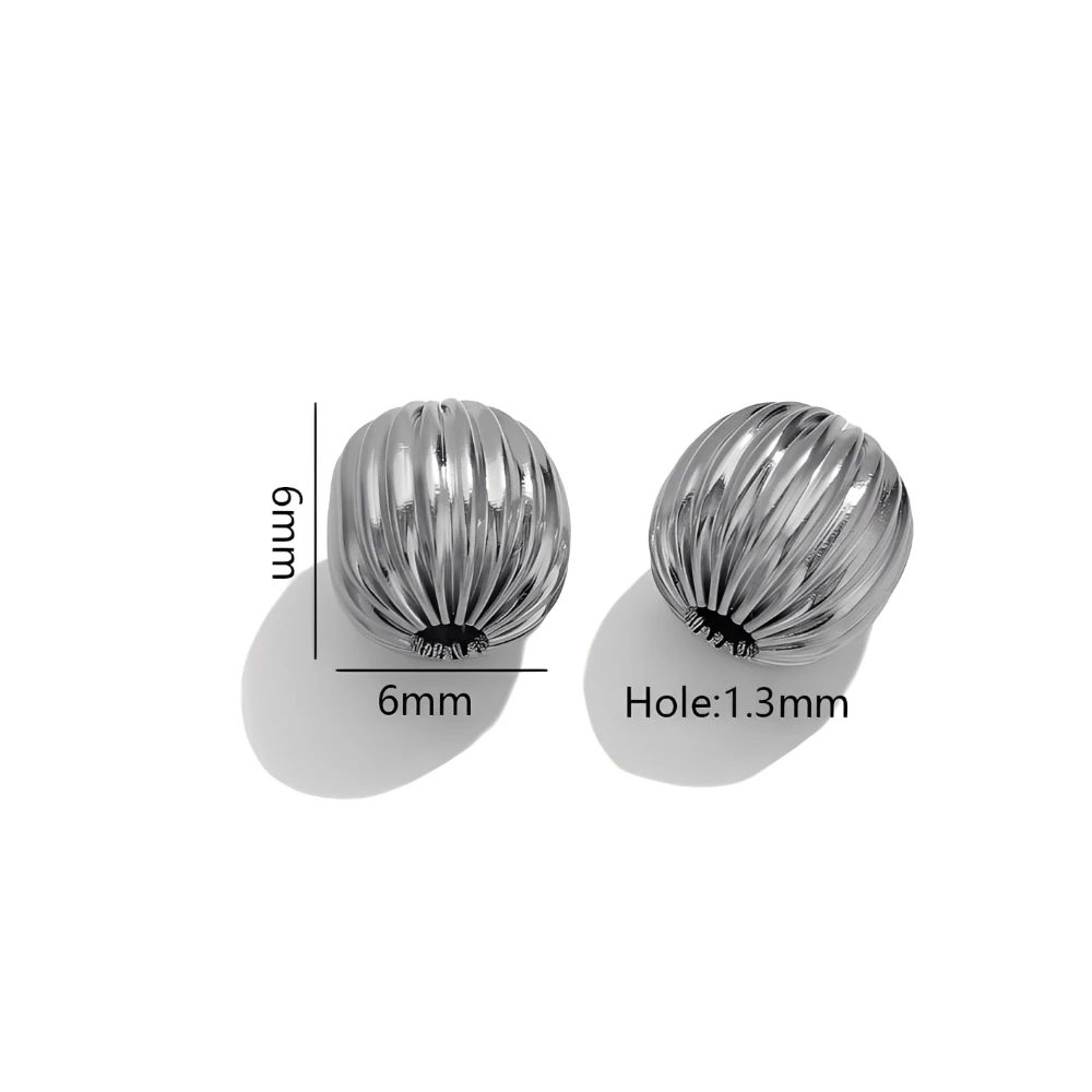 5 STKS Rvs 18 K Goud Grote Geribbelde Ovale Teardrop Vormen Losse Kralen voor DIY Armband Ketting Sieraden Maken Groothandel