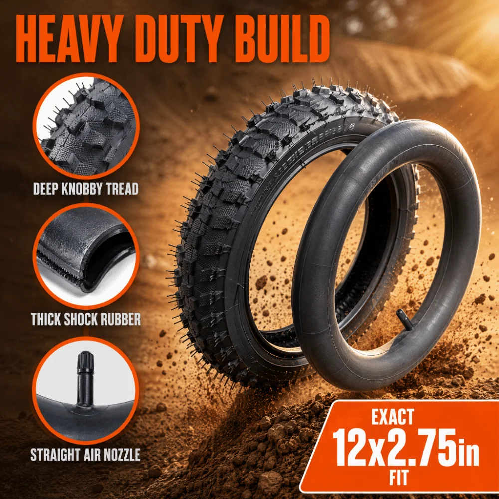 Robust Rubber Inner Tube Set Black Durable Dirt Bike Tire Tire Set for MX350 / MX400 Mini Dirt Bike Mini Bike Repair