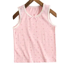 1pcs Kids Cotton Singlet Underwear Tank Floral Strawberry Prints Undershirts Breathable Tank Bow Tops Size 100-150