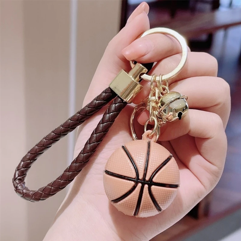 Unique Basketball Bells Charm Keychains Simple Hangings Ornaments Pendant Car Keyring Backpacks Decoration Bag Charm R66E