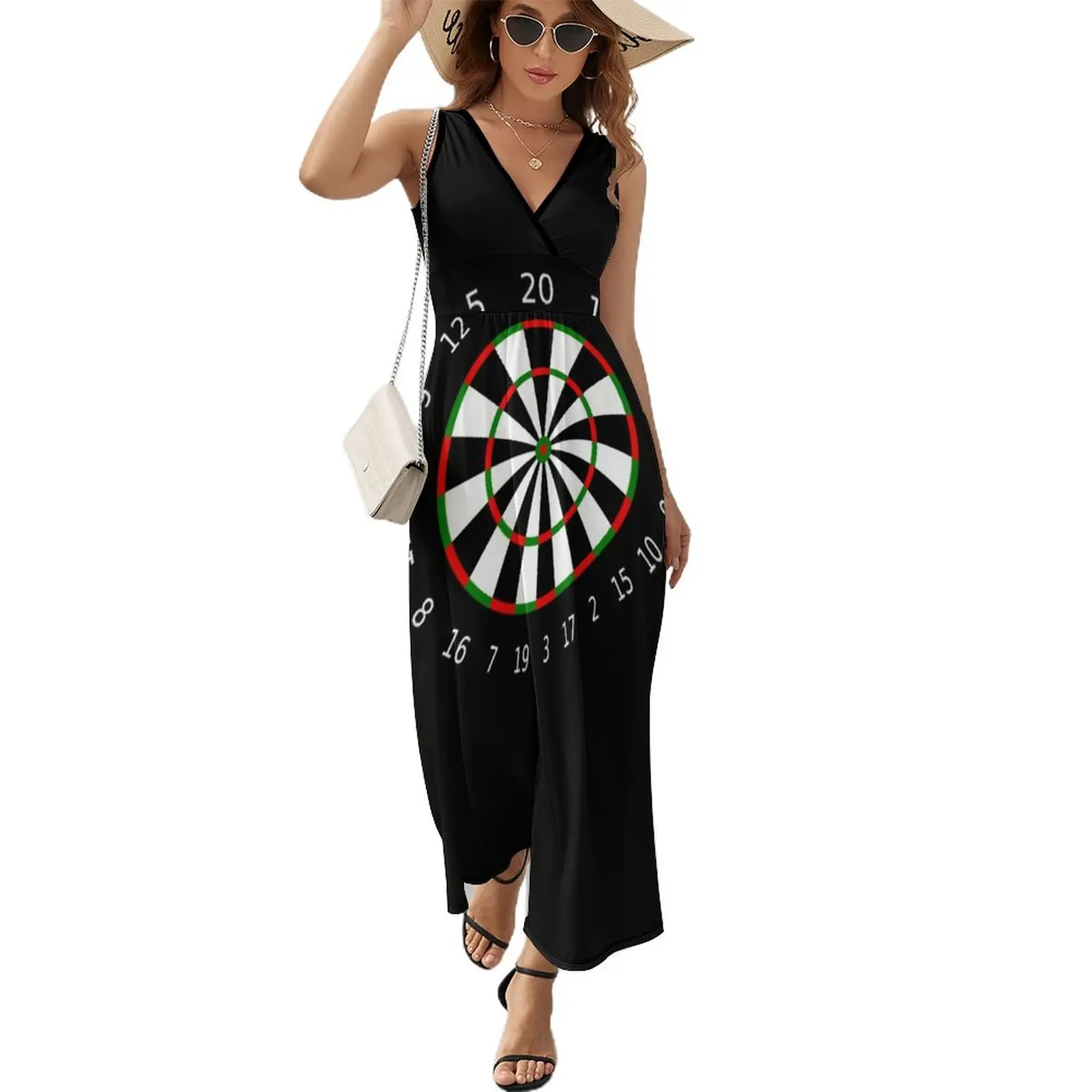 

dart board black Sleeveless Dress woman dress women dress purple dress