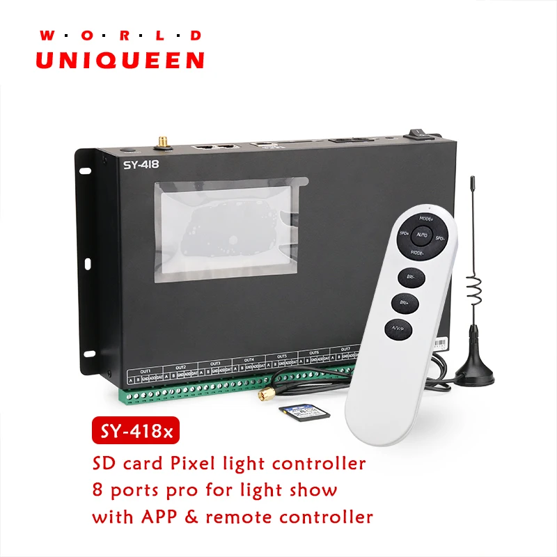 K-SY-418(X) SD card + music control +timer programmable addressable pixel light controller, SPI& DMX512 controller, touch screen