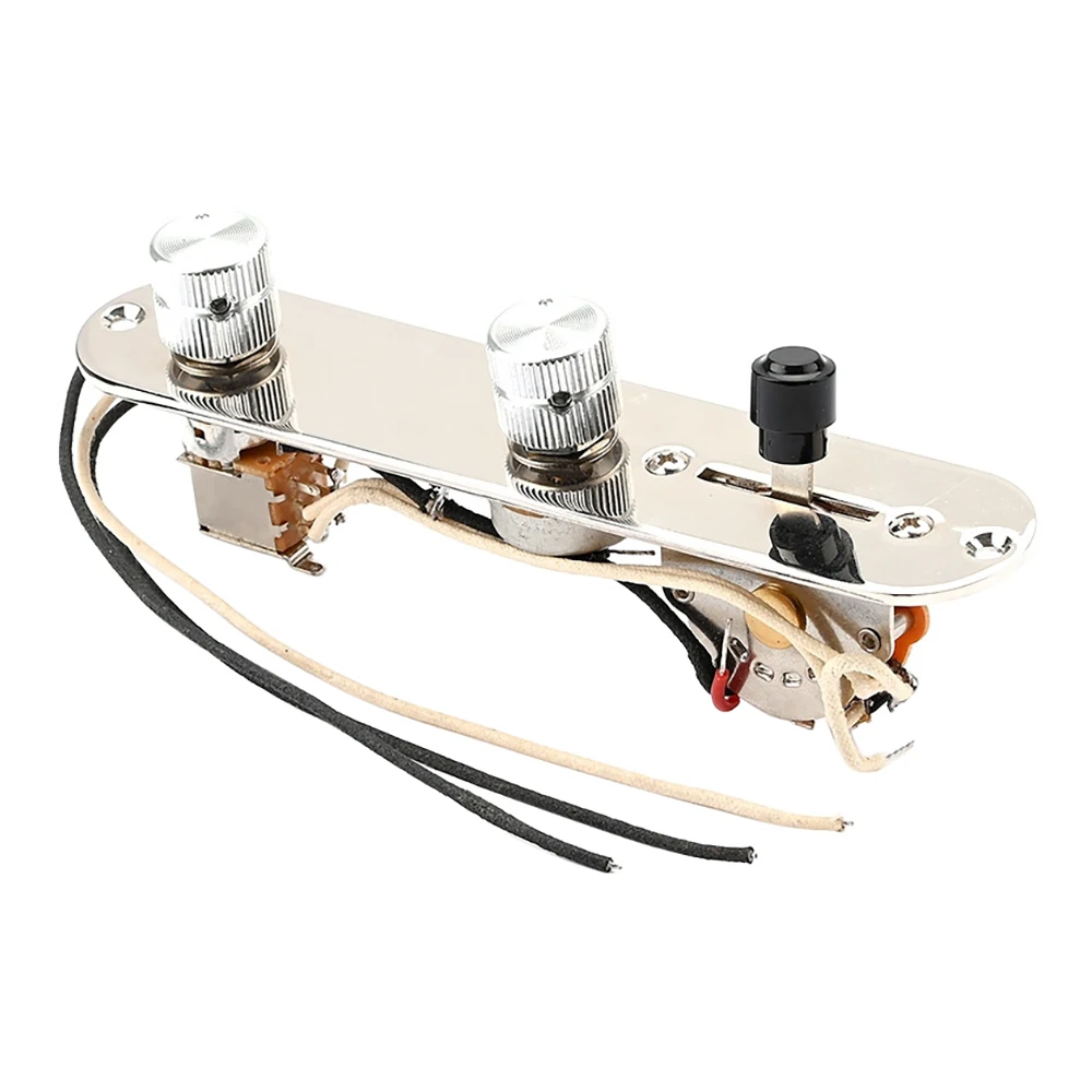 

Chrome 3 Way Wired Loaded Prewired Control Plate Harness Switch Knobs for Tele Guitar Parts-ABJQ