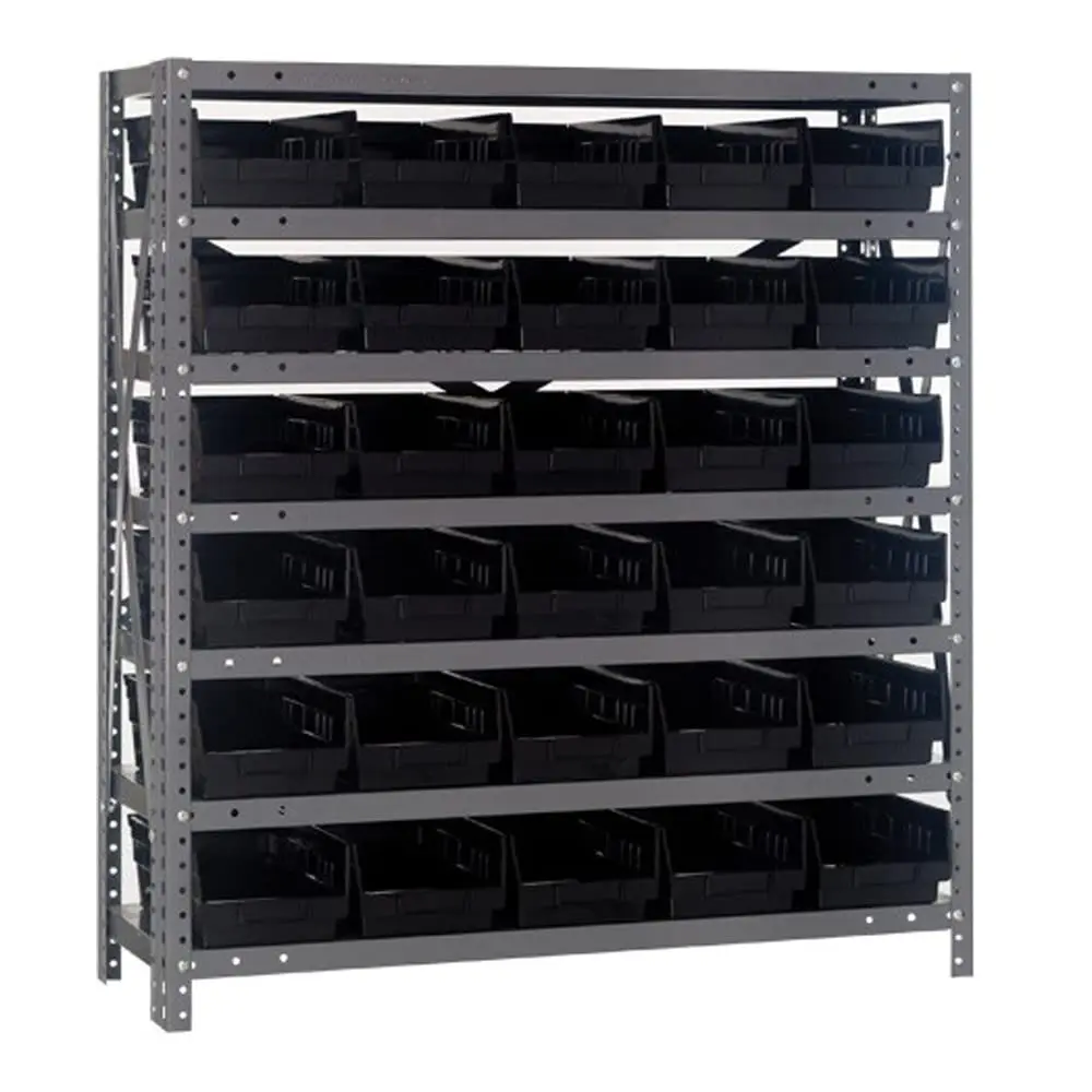 

1239-102Bl Steel Shelving Unit With 4"" Shelf Bins, 12"" D X 36"" W X 39"" H, Blue