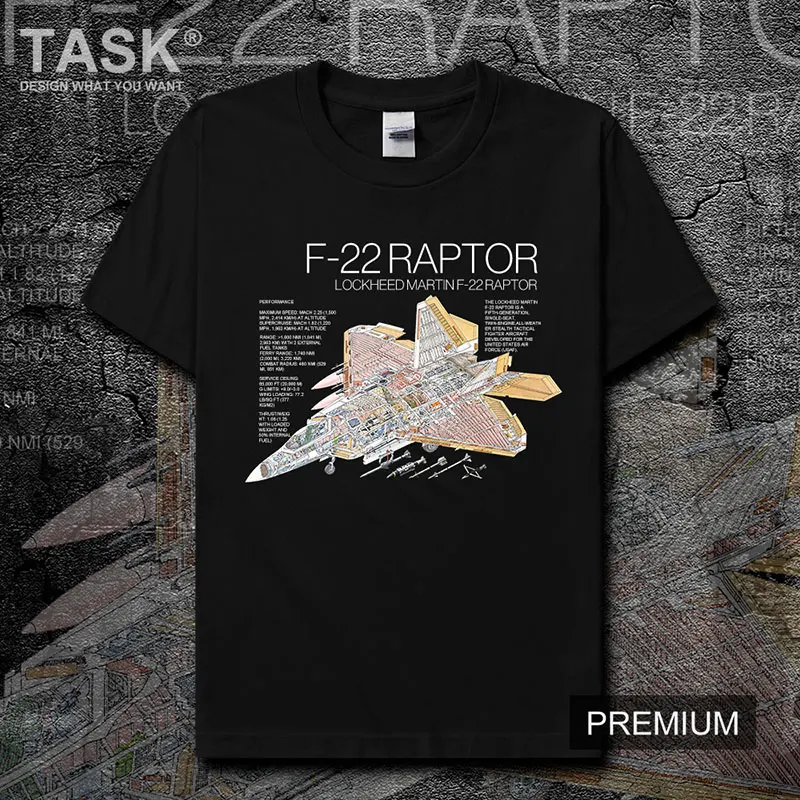 US-Air Force F22 Raptor Stealth Fighter Printed Men's T-Shirt Summer Cotton Short Sleeve O-Neck Unisex T Shirt New S-3XL