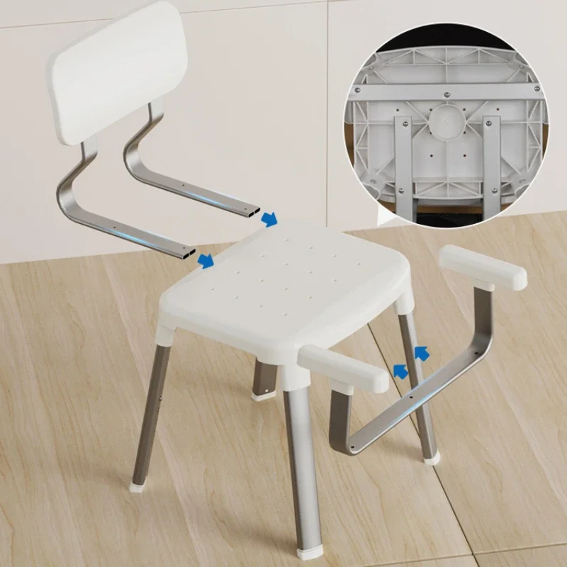 Bath Shower Chair Footrest Scaffolding Step Stool Space Aluminum Bathroom Backrest Antibacterial Табурет Bathroom Furniture