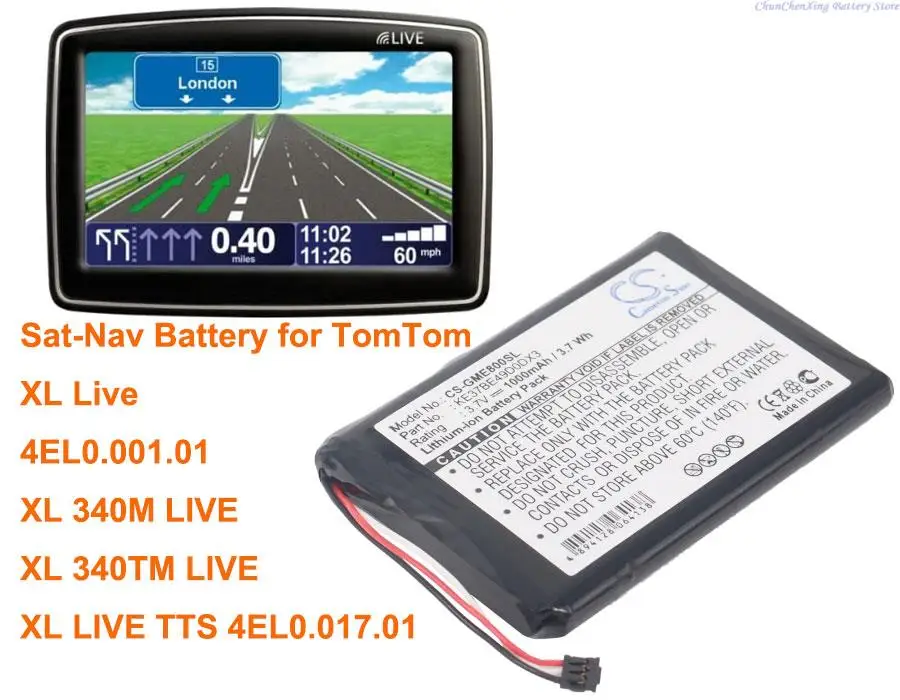 

Cameron Sino 1100mAh GPS, Navigator Battery AHL03713005, VF3A, VF3M for TomTom 4EL0.001.01, XL 340M LIVE,XL 340TM LIVE, XL Live,