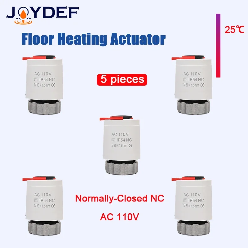 

5piecse Heating 110V normally closed electric floor heating actuator TRV constant temperature radiator - valve