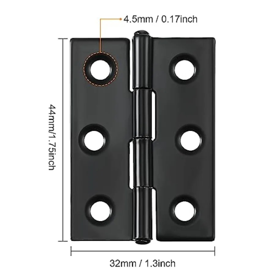 16 Pieces Small Door Hinges Stainless Steel Folding Butt Hinges Home Furniture Hardware Piano Cabinet Door Hardware with 96 Pie