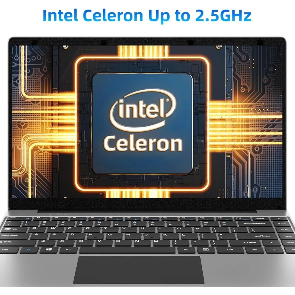 Ноутбук, ноутбук 14 дюймов, процессор Celeron J4105 (до 2,5 ГГц), четыре ядра, 12 Гб