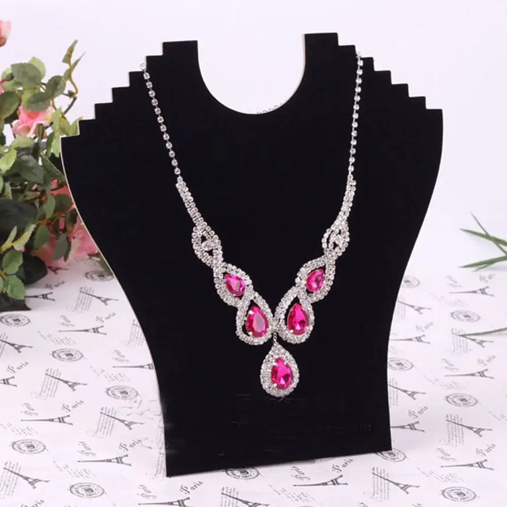 

Top Hot Easel Black Necklace Bust Velvet Stand Neck Display Holder Jewelry Pendant Chain