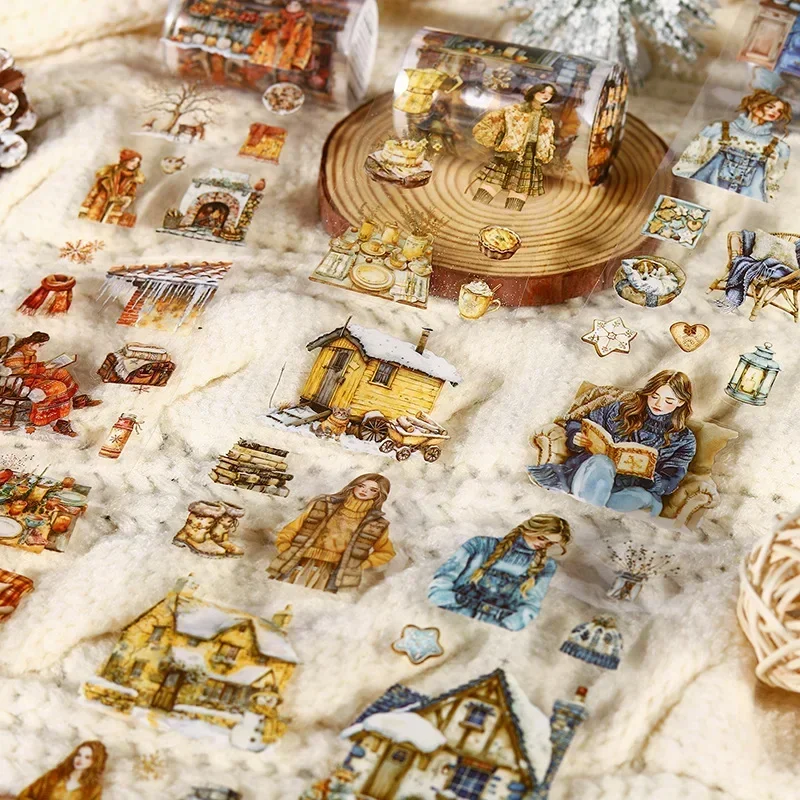 

1Roll PET Tape Aquascape Winter Scrapbook 60mm*2m Winter Warmth Living Background Adhesives School Supplies Tapes