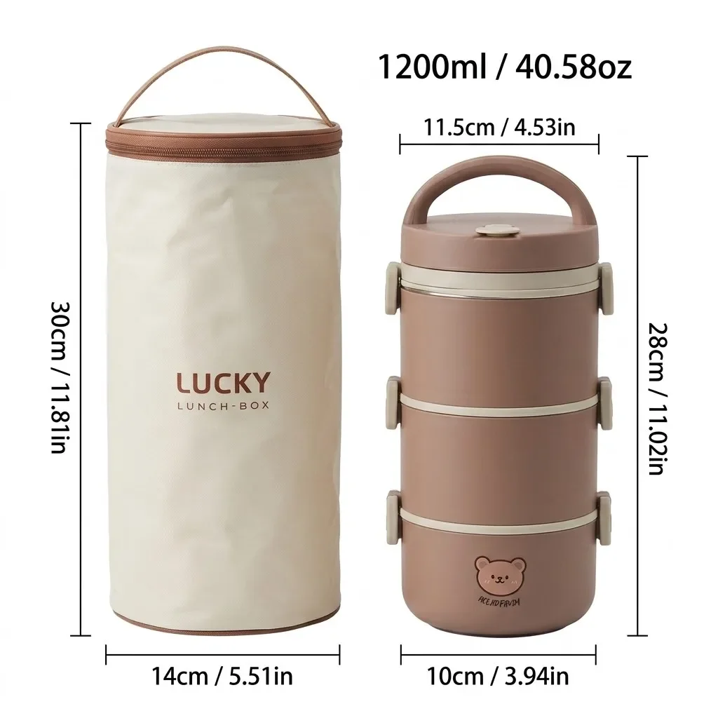 Magnetronbestendige 304 roestvrijstalen bentobox, 2/3-laags, stapelbaar, thermische lunchbox, lekvrije voedselcontainer voor kinderen en volwassenen