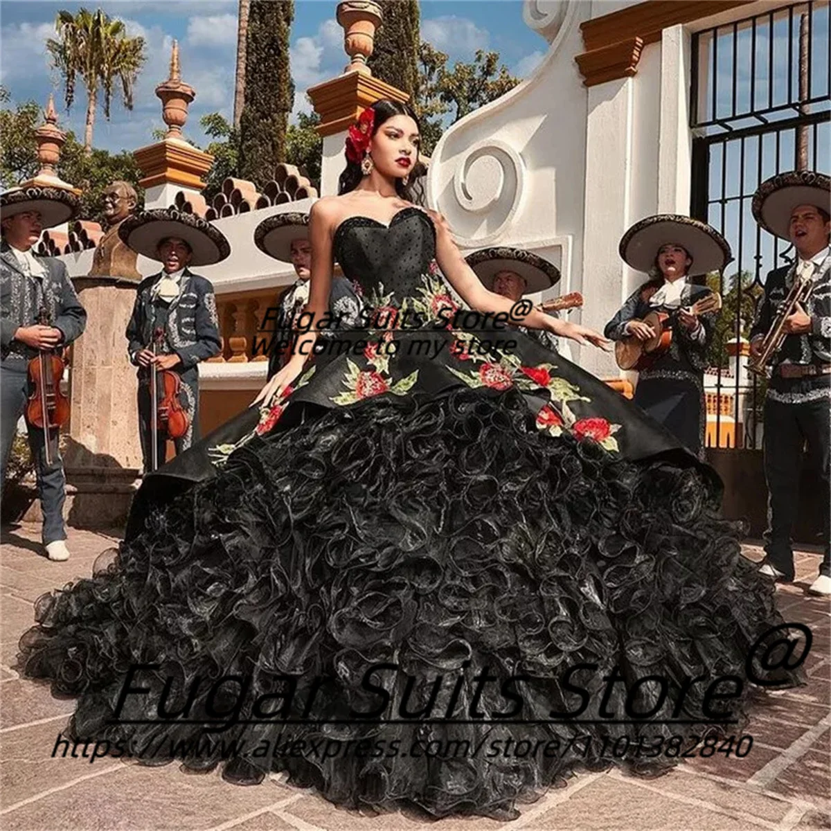 Black Luxury Ball Gown Quinceanera Dresses Fashion Bow Applique Beads Gowns vestidos de 15 quinceañera 2024