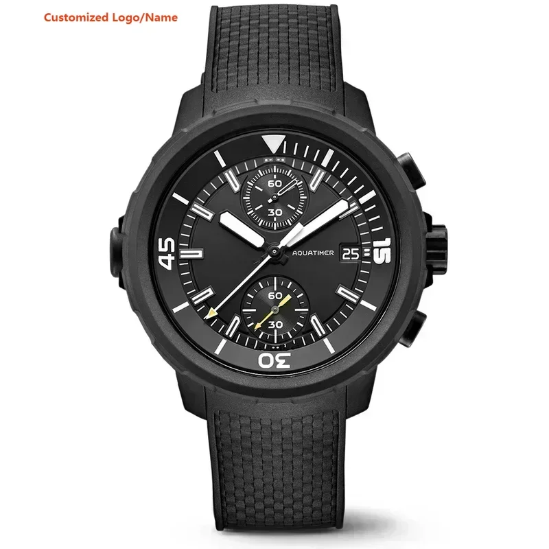 2025fashionNewMens كوارتز كرونوغراف VK63 ساعة Aquatimer خاص خارجي دوار الحافة أسود أزرق ساعات مطاطية مخصصة