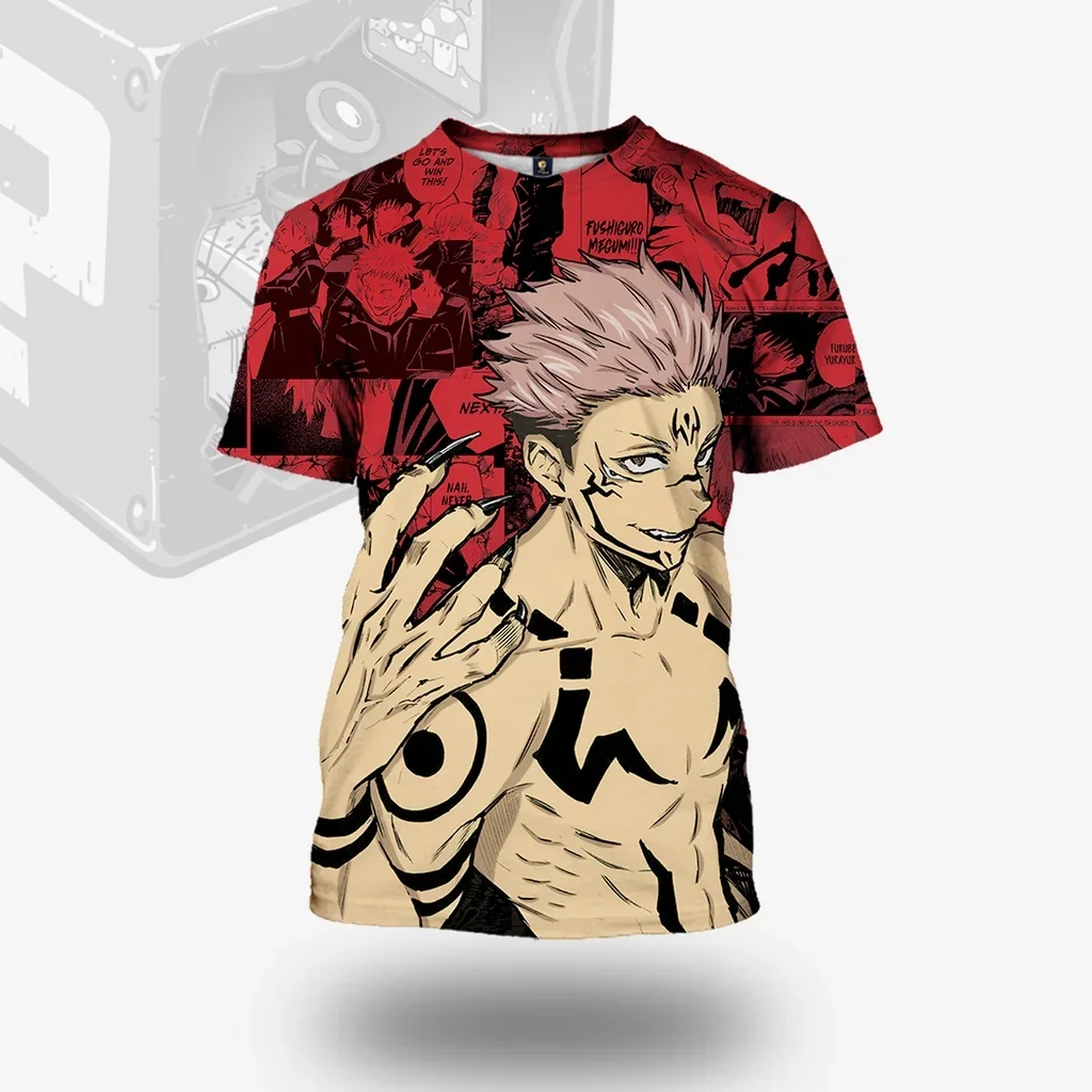 Summer Japanese Explosive Anime Jujutsu Kaisen3D Printed Character T-shirt Large Size Loose Casual COSPLAY Street Fashion Top