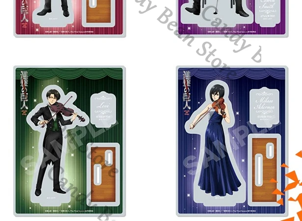 本物のアニメ進撃の巨人リヴァイ・アッカーマンミカサ・アッカーマンコスプレ四重奏アクリルフィギュアスタンド漫画スタンディングサインクリスマス