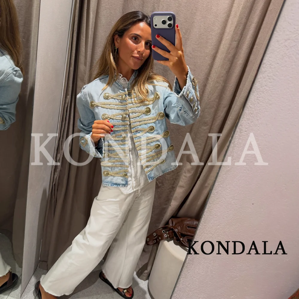 KONDALA Damen Elegante Schicke Jeansjacke Vintage Seilknöpfe Cowboy-Jacke Neu 2026 Frühherbst Trendige Street Boho Party-Jacke