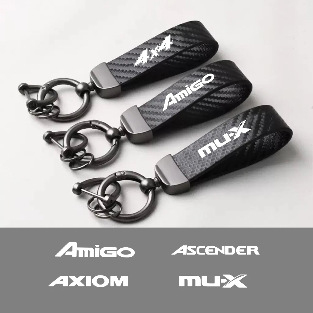 

Car Key Chain Logo Metal Keychain Widget Carbon Fiber Leather Ornaments Accessories For ISUZU 4x4 AMIGO ASCENDER AXIOM MUX