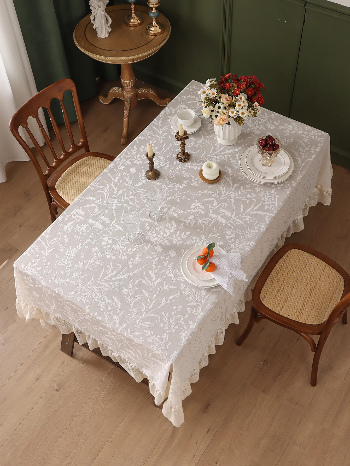 American Thickened Lace Ruffle Tablecloth Living Room Kitchen Dining Table Light Luxury Decorative Tablecloths
