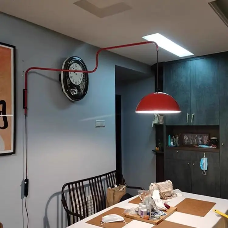 Soggiorno comodino parete senza vento cablaggio rosso bilanciere sala da pranzo parete retrattile pieghevole camera da letto lampadario