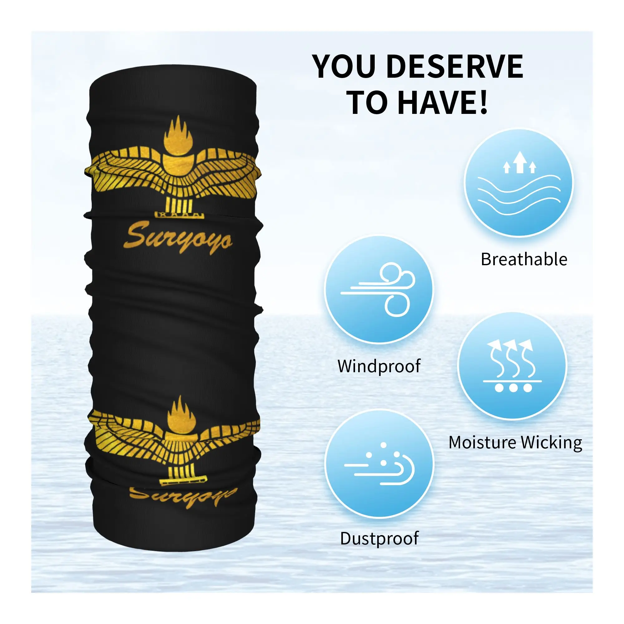 Custom Syria  Aramean Suryoyo Logo Neck Gaiter Men Women UV Face Shield Winter Syriac Assyria Ancient Bandana Scarf for Ski