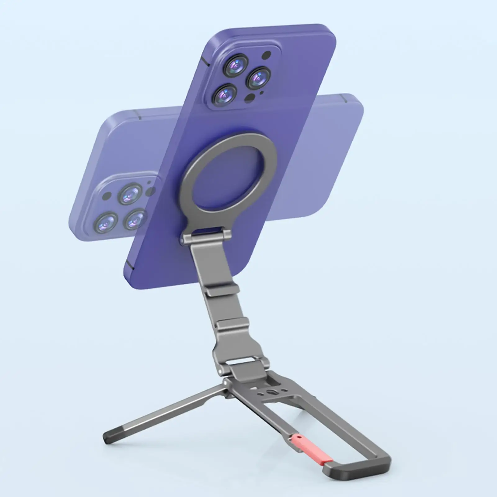 Tripod untuk Ponsel, Dudukan Ponsel Lipat Magnetik untuk Rekaman Video Selfie, Pembuatan Konten, Pengambilan Gambar, Gym, Perjalanan, Vlog