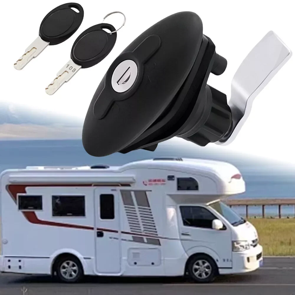 

1set Caravan T-Handle Lock With 2Keys RV Cabin Door Lock Compression Seal Lock Luggage Flat Cabin Door Lock For Caravan Motorhom
