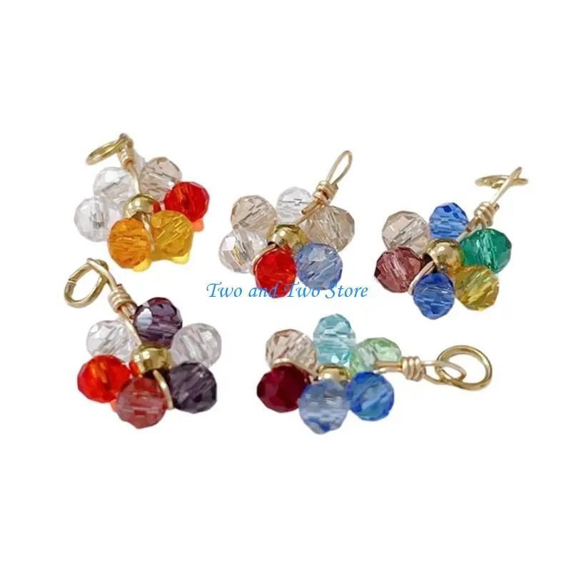 

HX6F Necklace Decoration Crystal Flower Bead Pendant Charm for Jewelry Projects