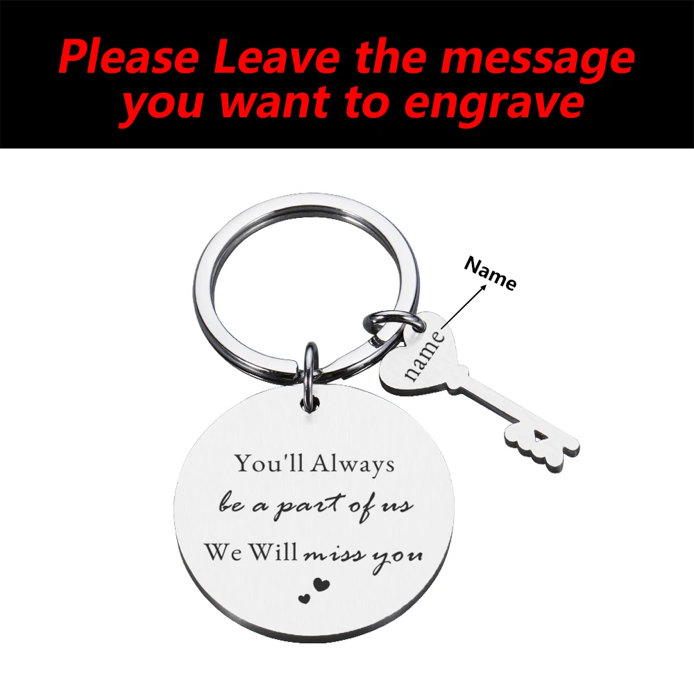 Funny Going Away Gift for Coworker Colleague Boss Him You'll Always Be A Part of Us Personalized Keychain New Job Farewell Gifts