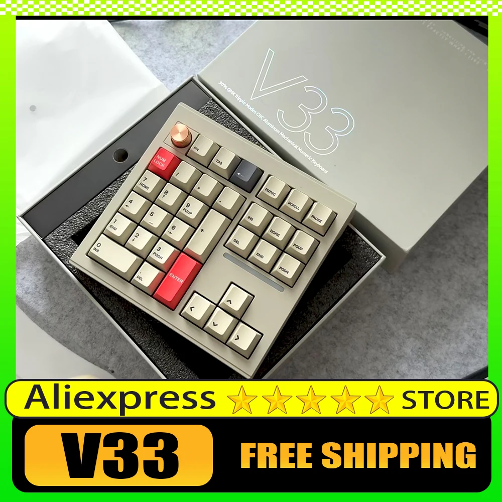 

CIDOO V33 Numpad Aluminum Gamer Keyboard 3mode Mechanical Keyboard VIA Support with Knob Keypad South Facing Light for Gaming