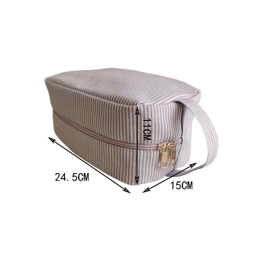 New Customized Striped Makeup Bag for Travel Personalized Embroidered Name Portable Toiletry Bag Women\'s Makeup Storage Bags