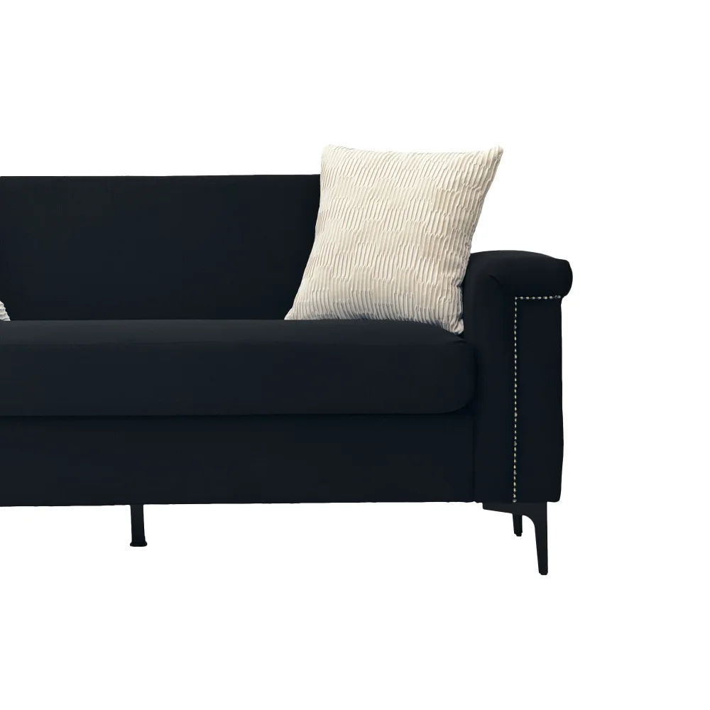 PINGGO 2-Sitzer-Sofa im nordischen Stil, feiner Leinenstoff, Massivholzrahmen, stabile Eisenbeine, 174 x 72 x 82 cm, Wohnzimmermöbel – Detail 22