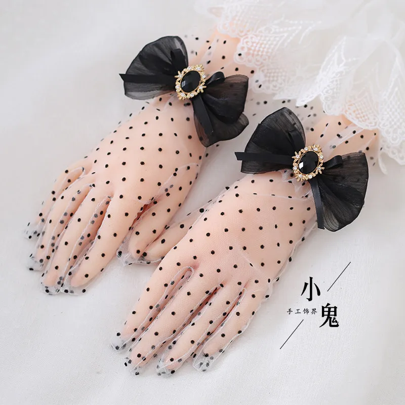 

Lolita Lace Thin White Yarn Bow Hand Sleeve Party Photo Photography Gloves Lolita Wedding Gloves