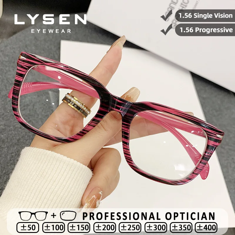 

LYSEN Trendy Colorful Rectangular Women Reading Glasses Blue Light Blocking Myopia Customized Progressive Prescription Glasses
