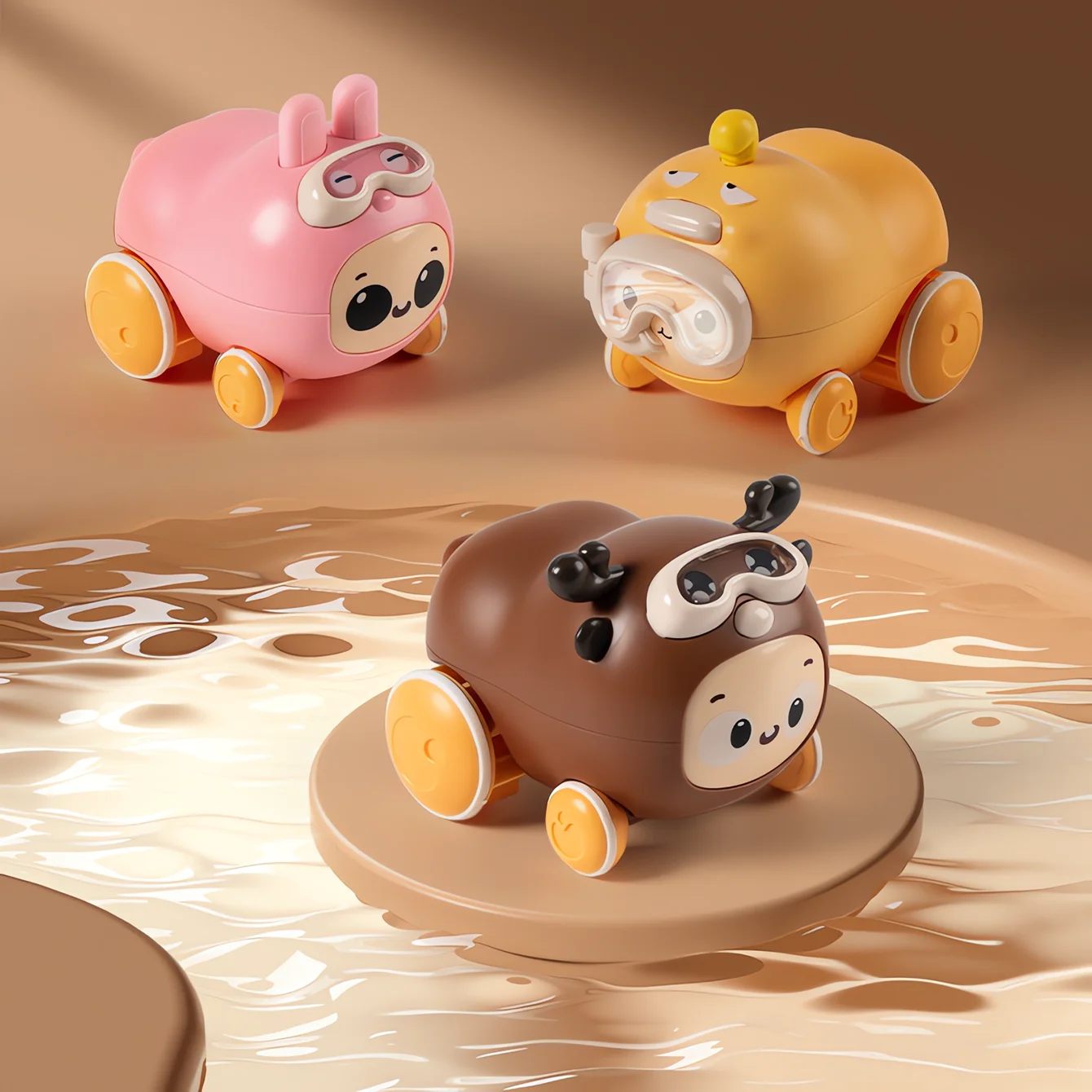 Water toy car water and land dual-use interactive wind-up cable power cartoon animal car