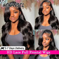 250% 13x6/13x4 HD Lace Full Frontal Wig 34in Body Wave Human Hair Wigs Skins Melted Pre Plucked Deep Parting Brazilian Remy Hair