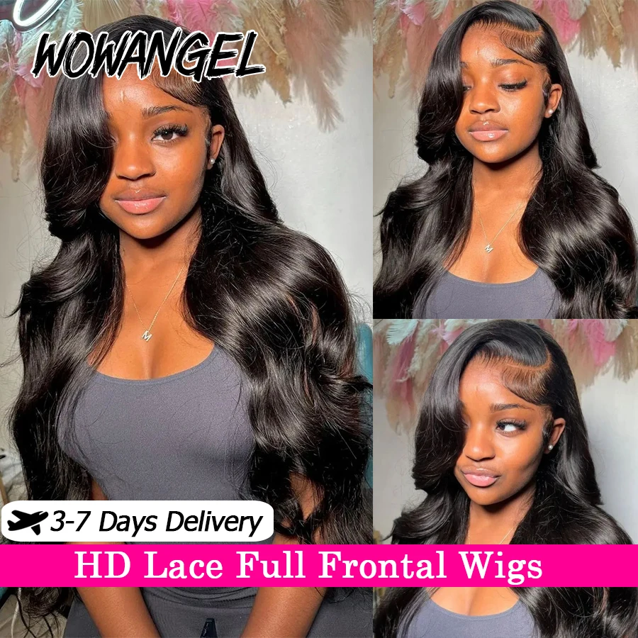 250% 13x6/13x4 HD Lace Full Frontal Wig 34in Body Wave Human Hair Wigs Skins Melted Pre Plucked Deep Parting Brazilian Remy Hair