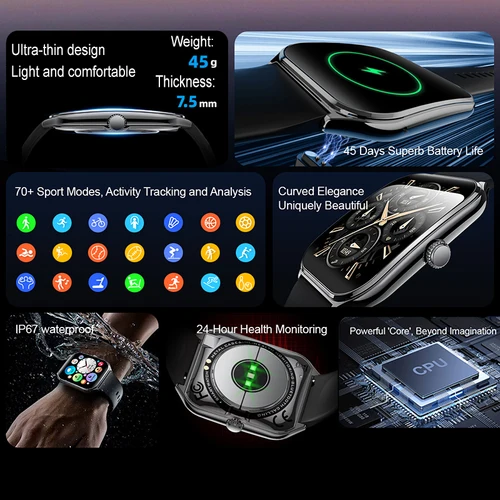 Imagen 2 del producto Nuevo para OPPO reloj inteligente ultrafino para hombres pantalla AMOLED HD siempre muestra el tiempo frecuencia cardíaca Bluetooth llamada deportes reloj inteligente resistente al agua