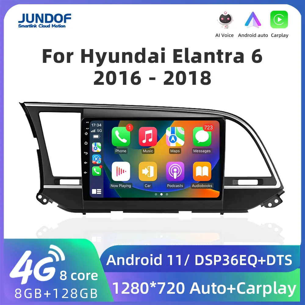 Jundof Android 13 Car Radio For Hyundai Elantra 6 016 2017 2018 Multimidia Video Player GPS Navigaion Split Screen DPS Camera