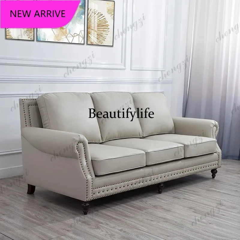 Sofás de Cuero Americanos CC, Sofás Modernos Nórdicos Minimalistas para Sala de Estar, Sofás Europeos, Muebles Económicos para Salas y Sofás
